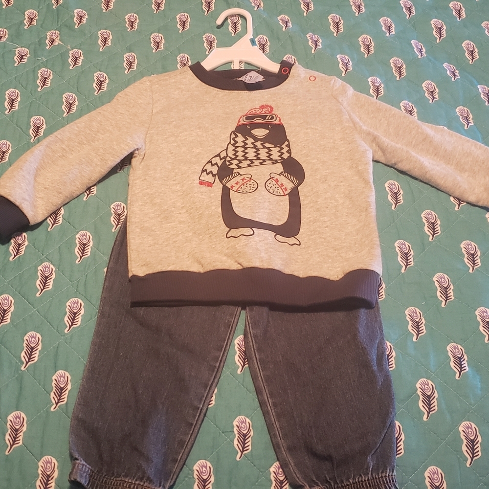 Carters penguin sweater set